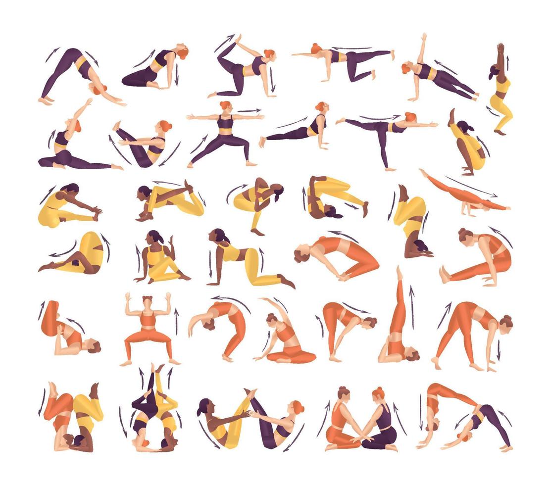 conjunto de posturas de yoga vector