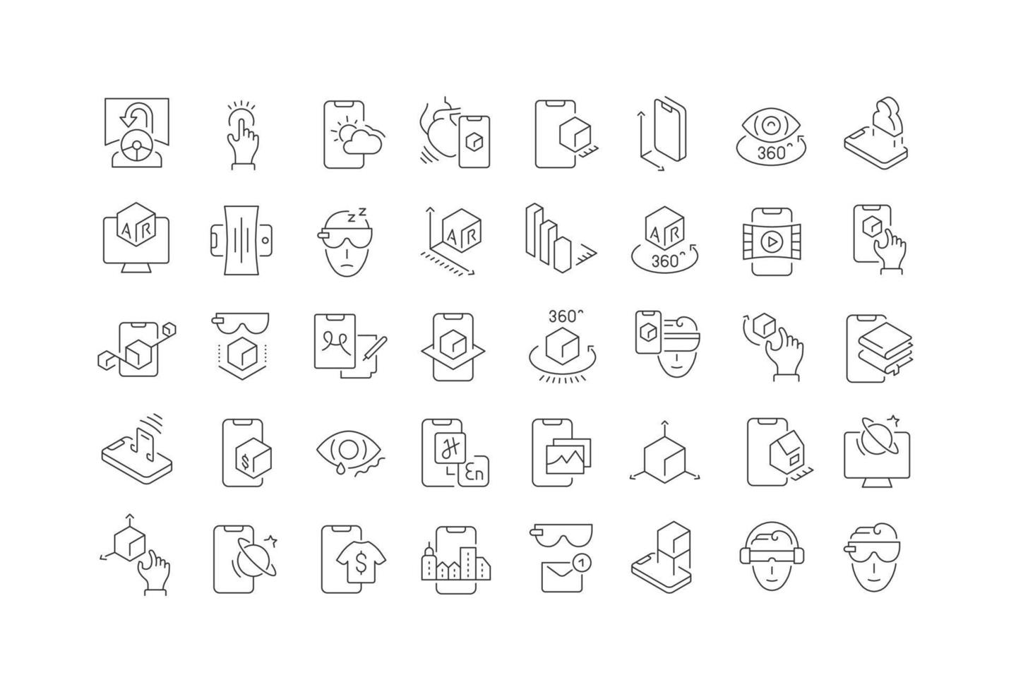 Set of linear icons of Augmented Reality vector
