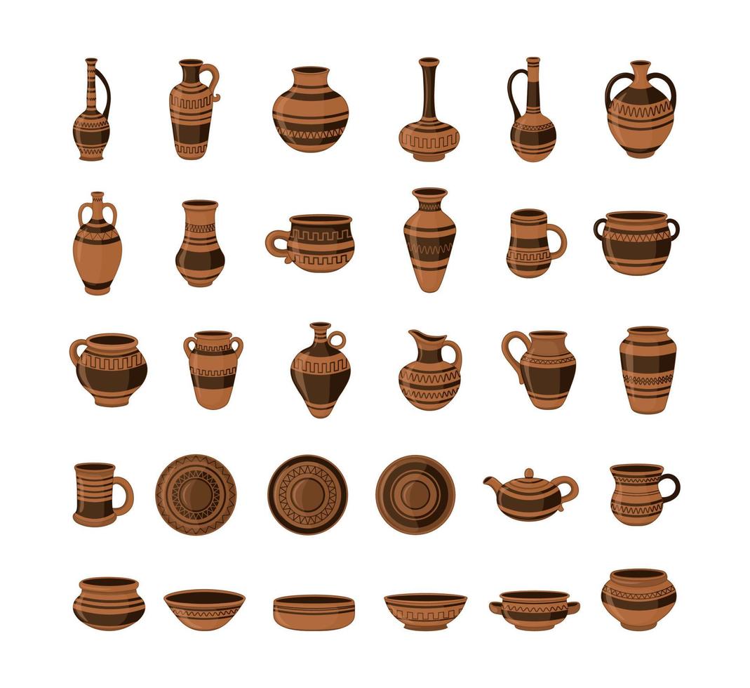 Clay Pots Collection vector