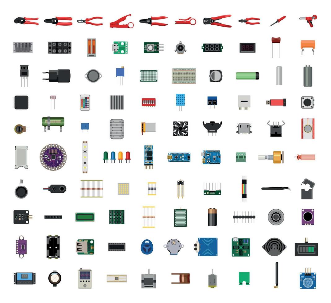 Set of Electronic Components vector