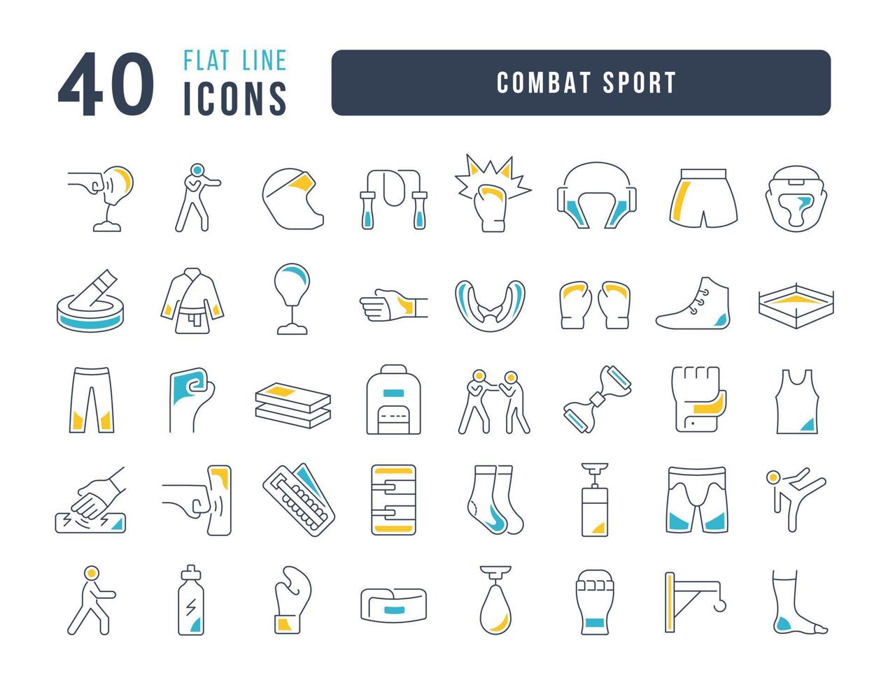 conjunto de iconos lineales del deporte de combate vector