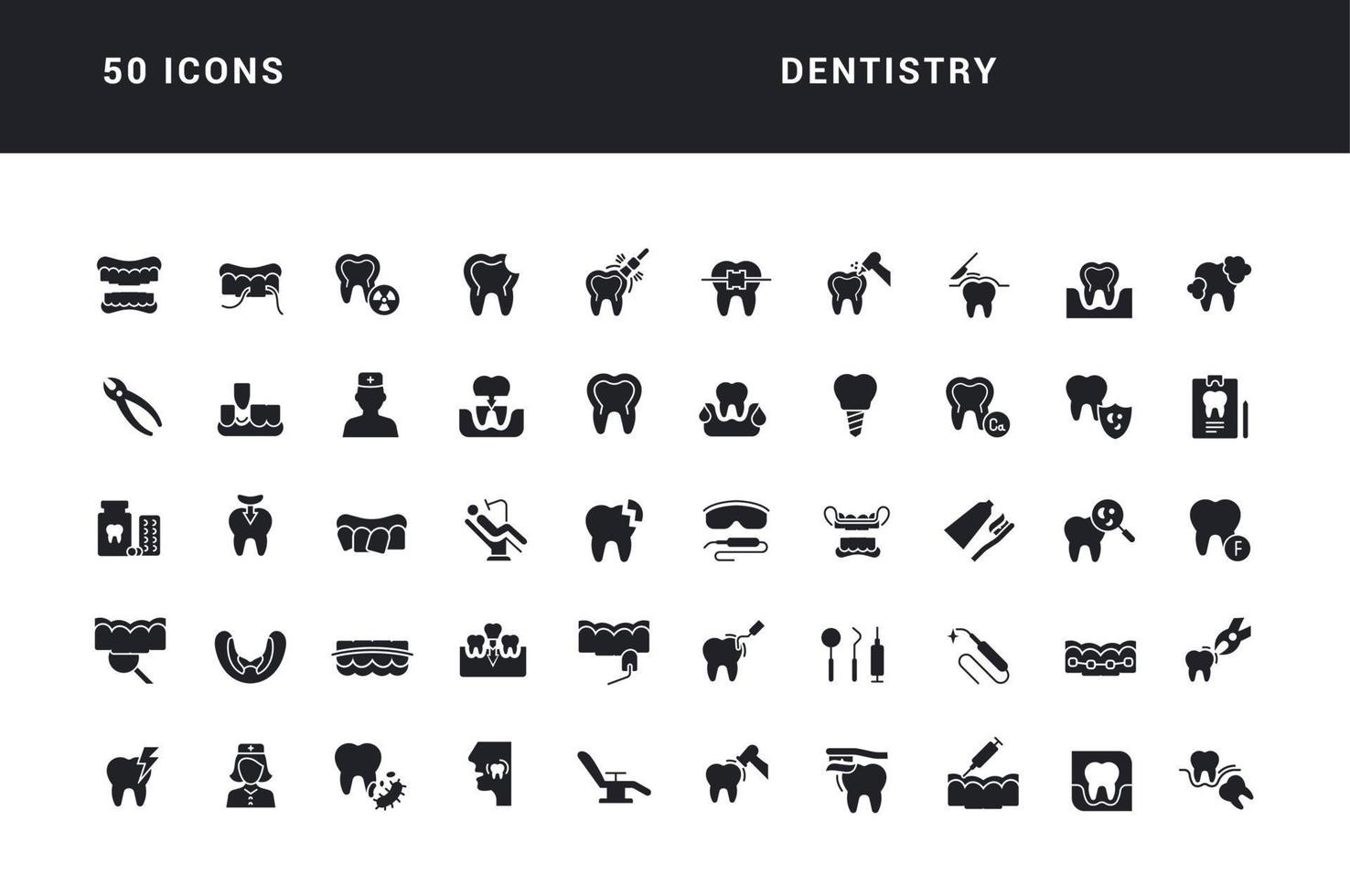 Set of simple icons of Dentistry vector