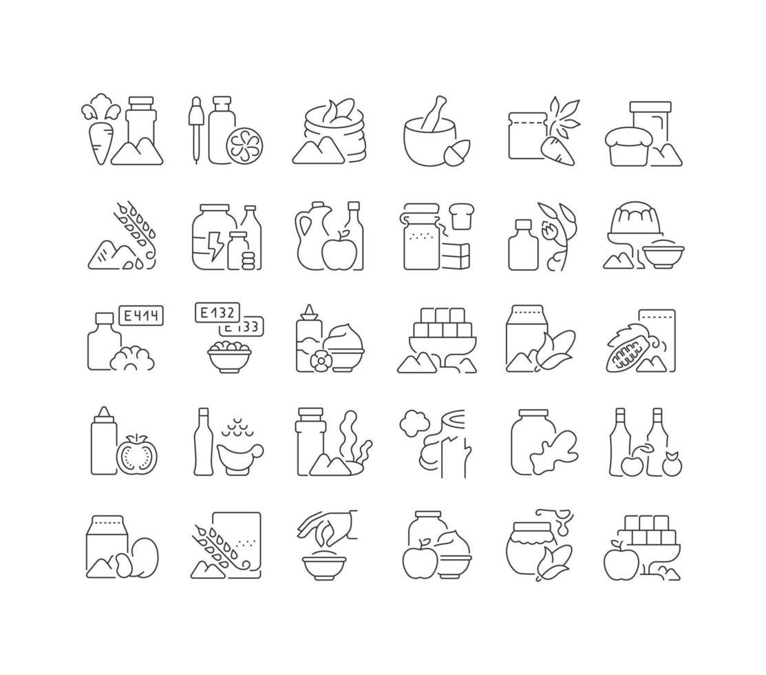 Set of linear icons of Food Additives vector