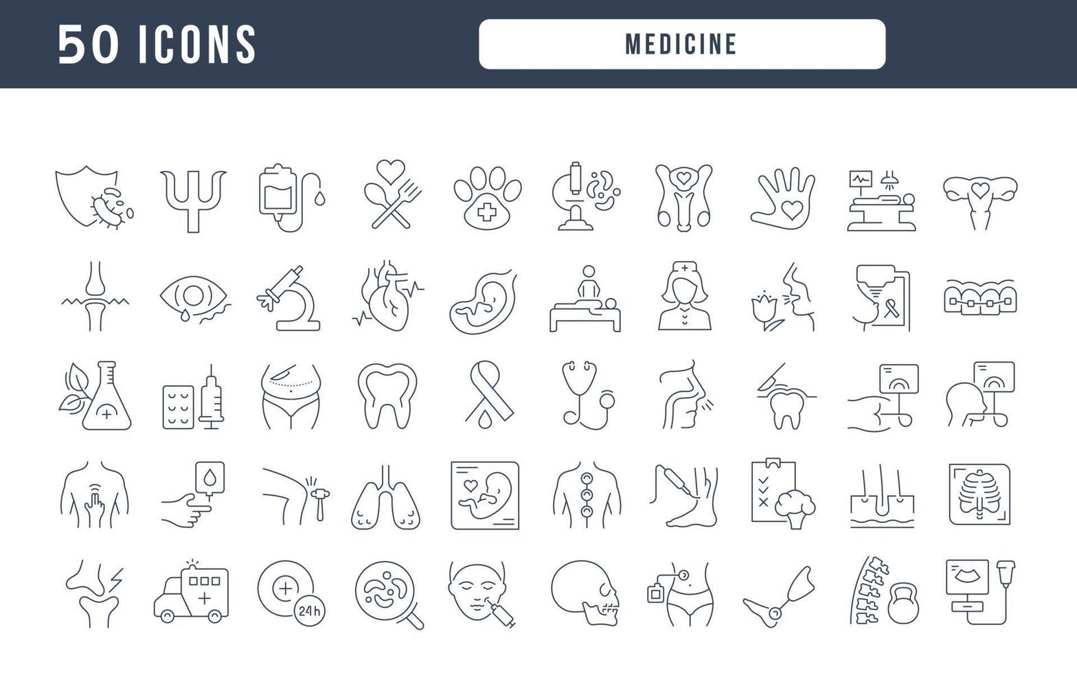 conjunto de iconos lineales de medicina vector