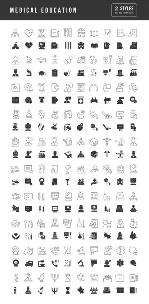 Set of simple icons of Medical Education vector