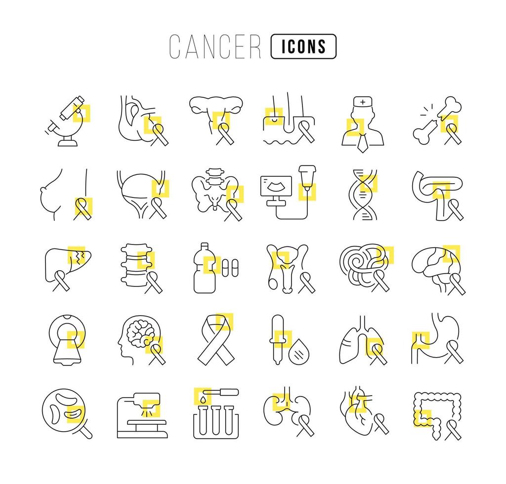 conjunto de iconos lineales de cáncer vector