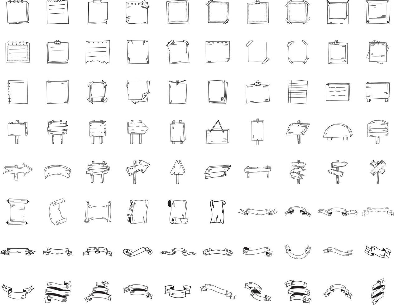 Set of Hand-Drawn Banners vector