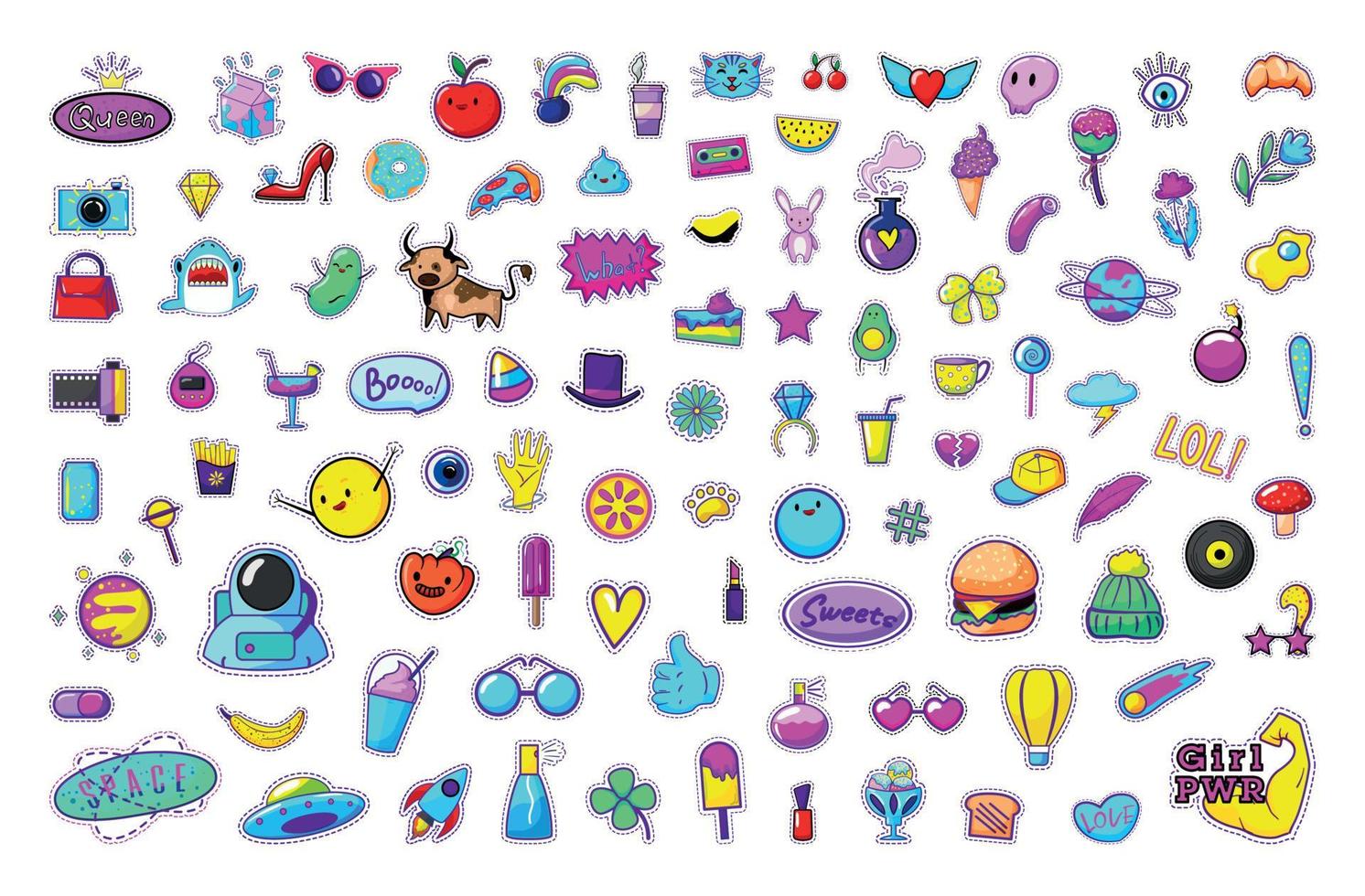 Collection of Bright Stickers vector