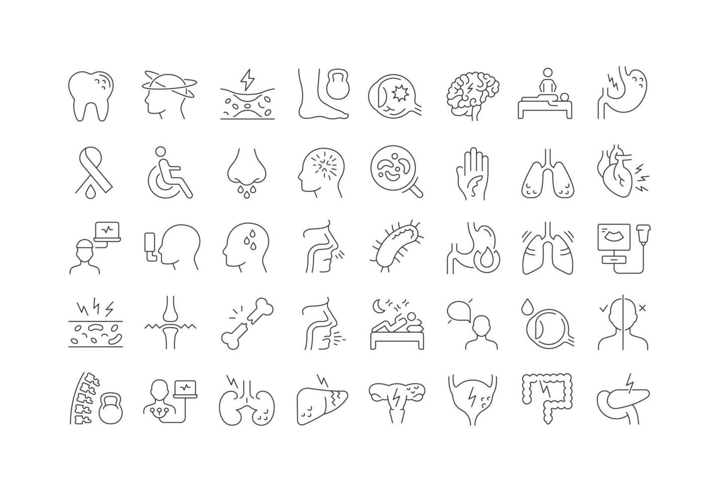 Set of linear icons of Diseases vector