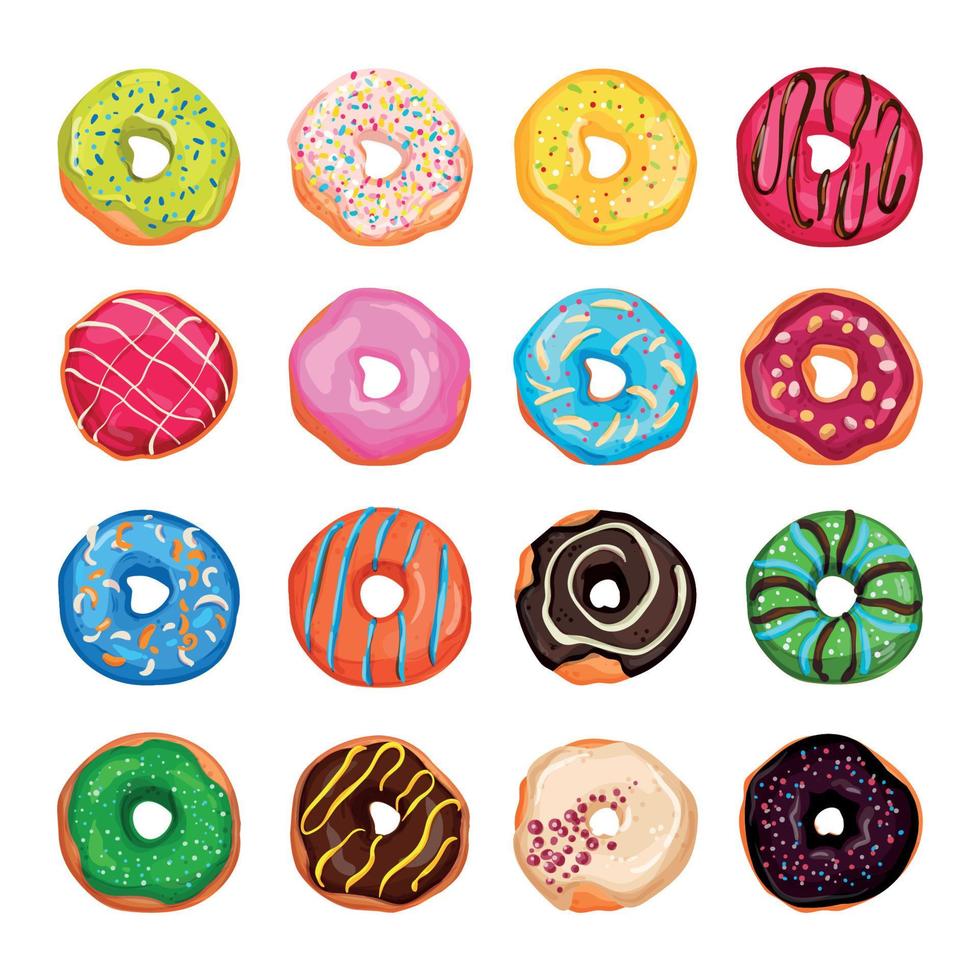 Set of Colorful Donuts vector