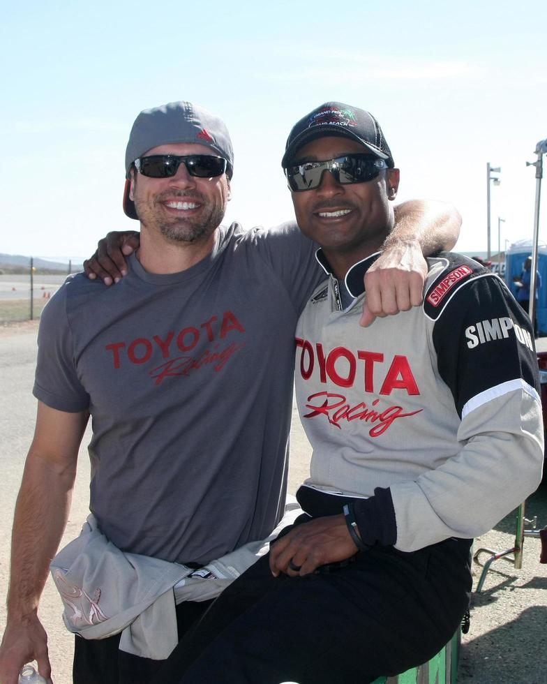 LOS ANGELES, FEB 21 -  Joshua Morrow, Antron Brown at the Grand Prix of Long Beach Pro Celebrity Race Training at the Willow Springs International Raceway on March 21, 2015 in Rosamond, CA photo