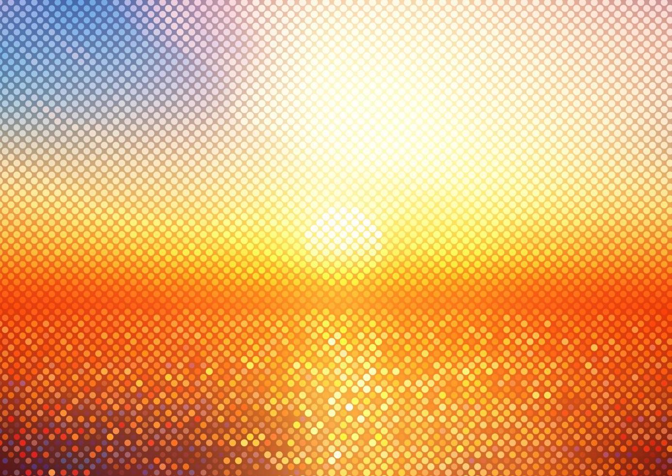abstract sunset landscape with halftone dots design vector