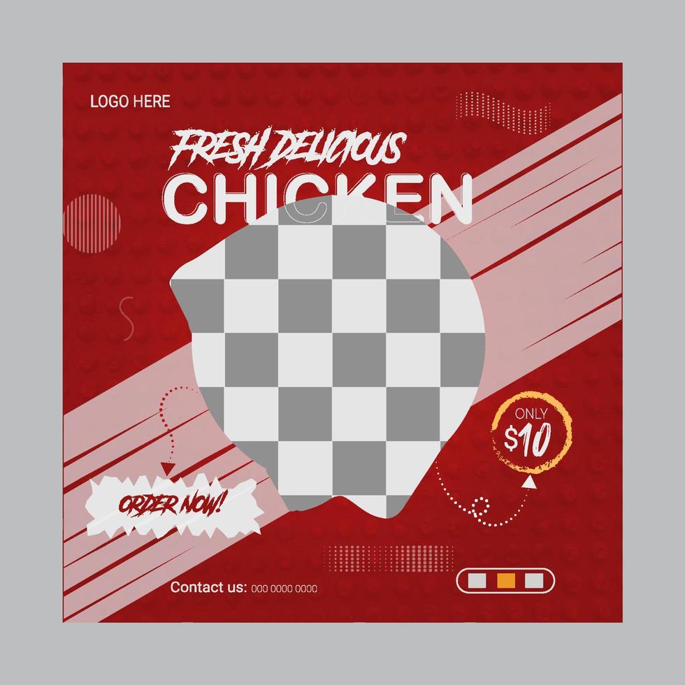 Delicious chicken food menu and restaurant social media promotion banner post design. vector