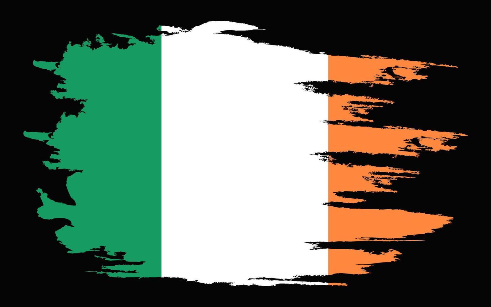 Flag of Ireland, brush stroke background. vector