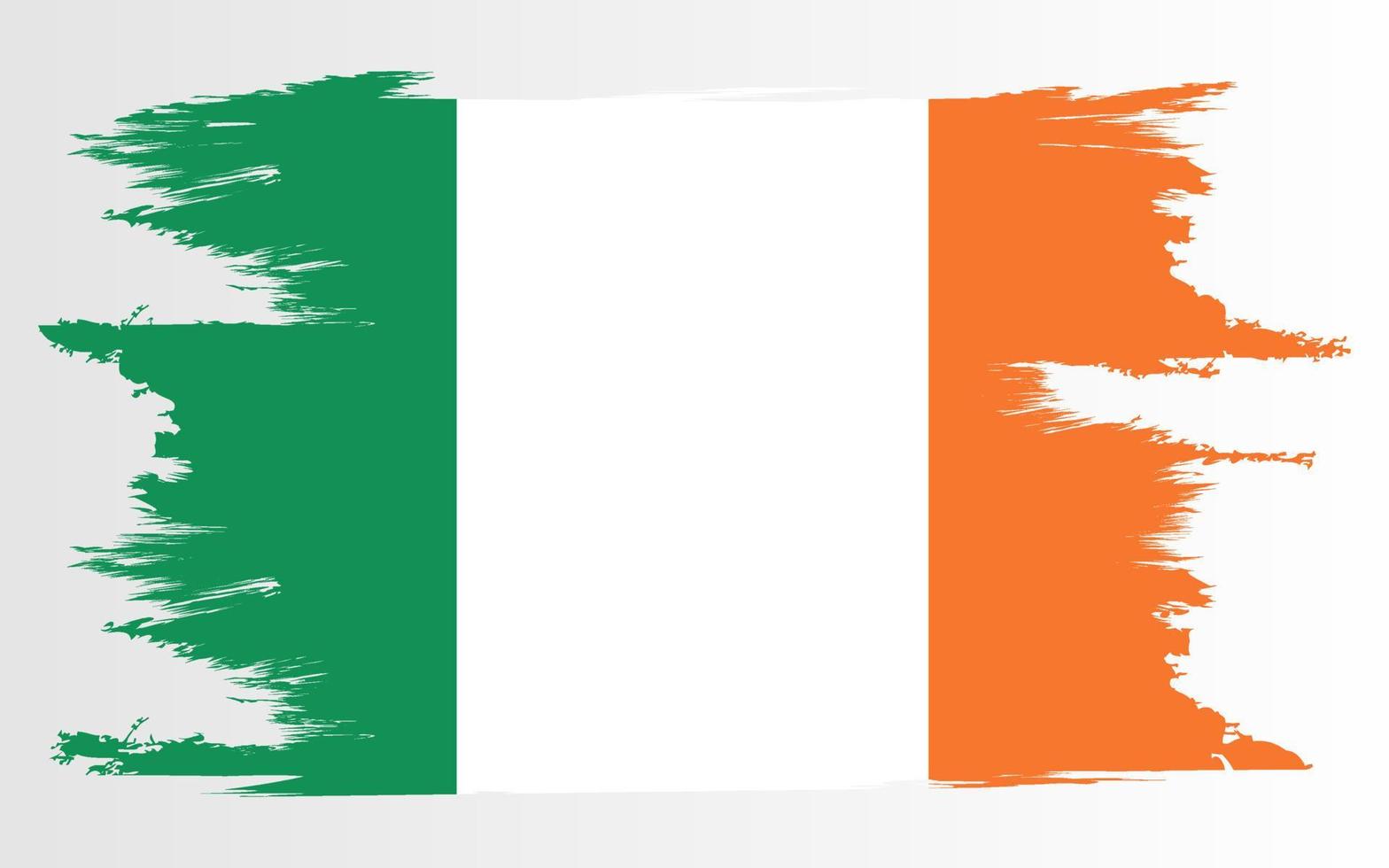 Flag of Ireland, brush stroke background. vector