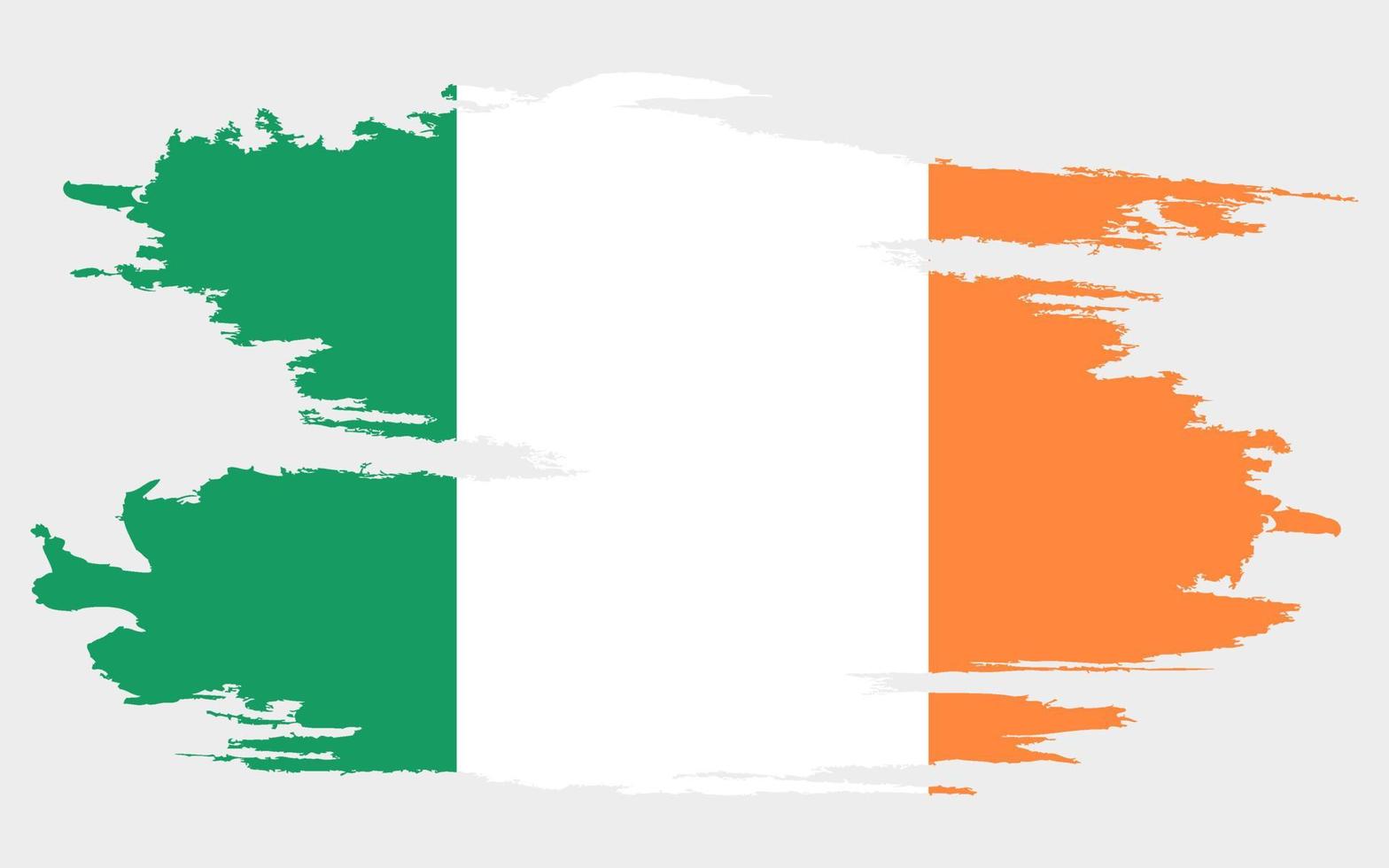 Flag of Ireland, brush stroke background. vector