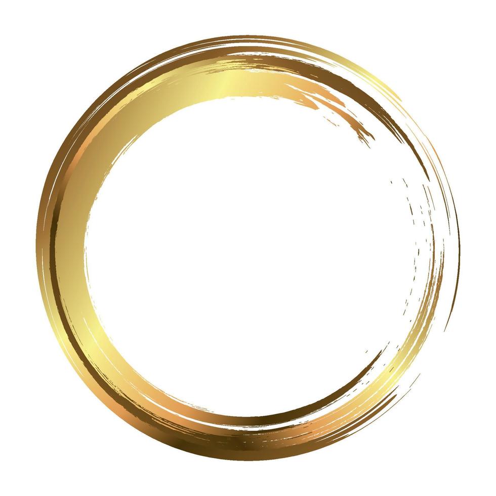 Round golden grunge frame on a white background. Logo. vector