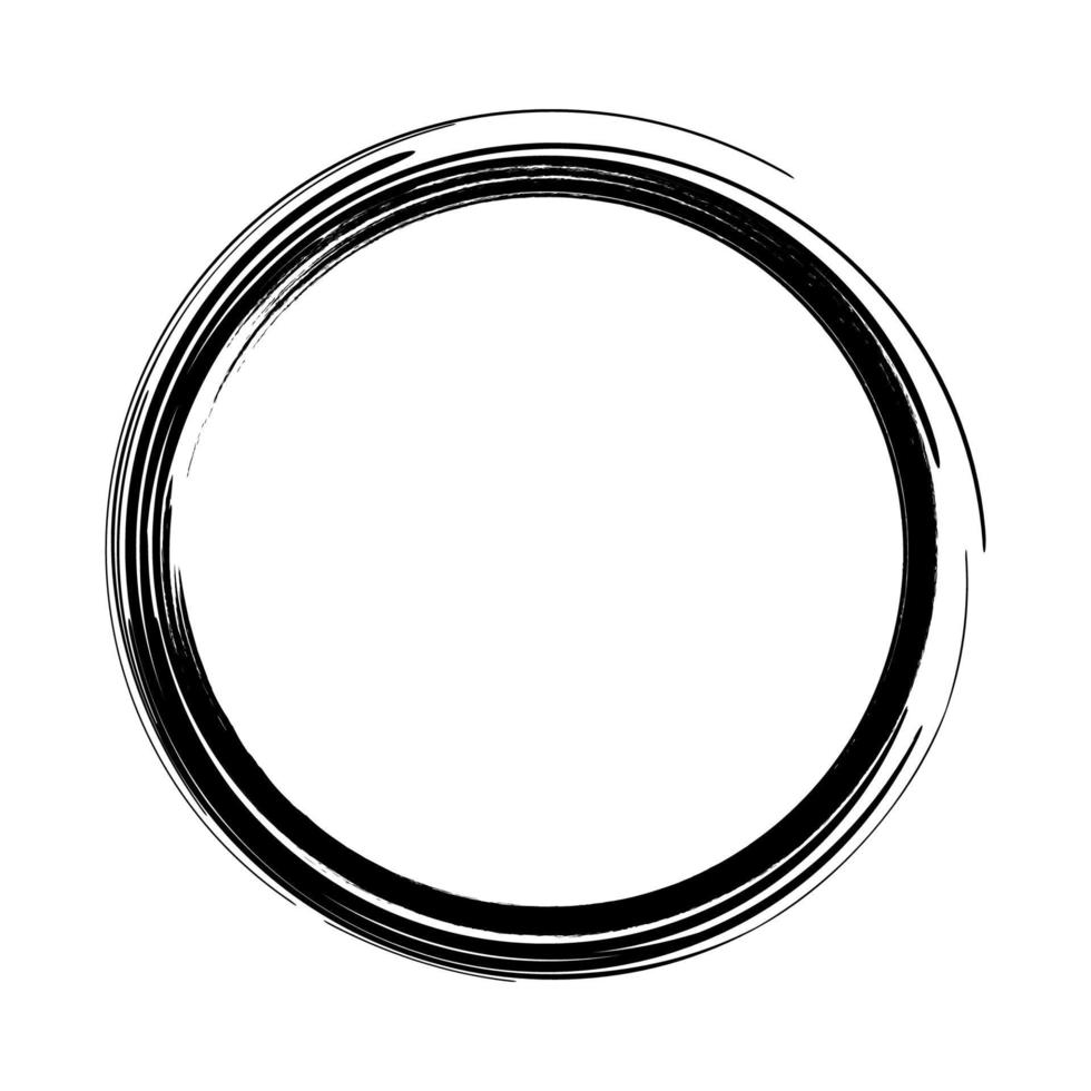 Brush strokes circles of paint on a white background. Ink hand drawn brush circle. Logo. vector