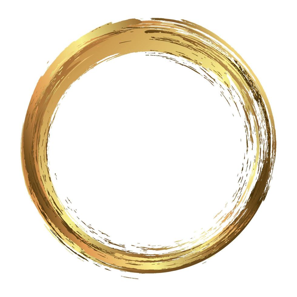 Round golden grunge frame on a white background. Logo. vector