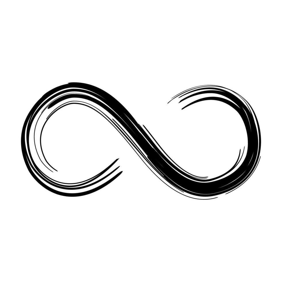 Grunge infinity symbol. Hand painted with black paint. brush stroke vector