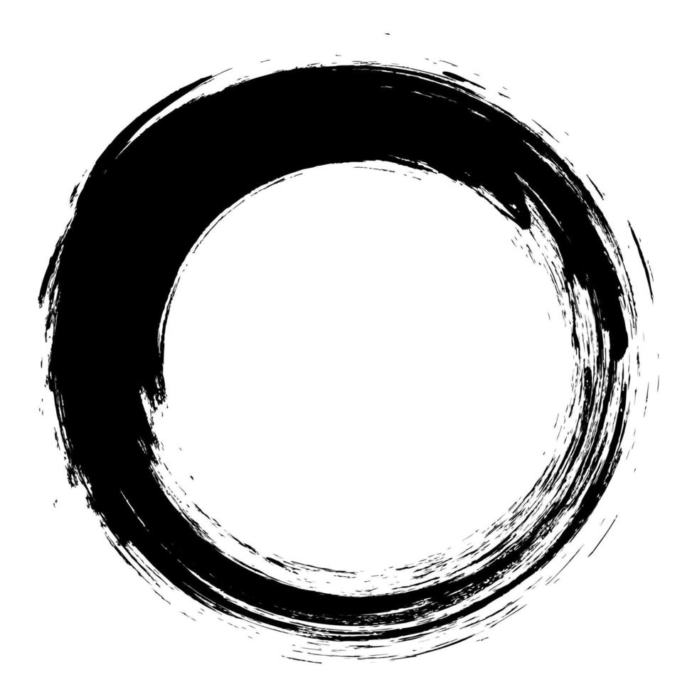 Brush strokes circles of paint on a white background. Ink hand drawn brush circle. Logo. vector