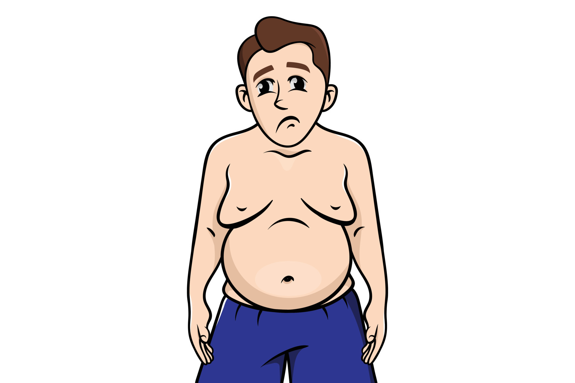 Belly fat overweight chubby man, Fat man with a big belly, Cartoon vector  illustration, Overweight problems, Belly fat, Healthcare Illustration.  Vector illustration, white background. 9504975 Vector Art at Vecteezy