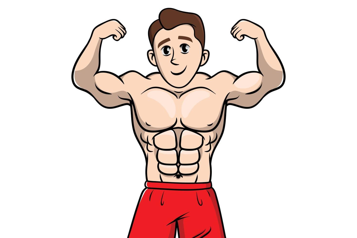 Bodybuilder Strong and muscular man standing isolated on white background,  Vector fitness gym happy guy weight loss cartoon, Weightlifting,  powerlifting, bodybuilding. 9504976 Vector Art at Vecteezy
