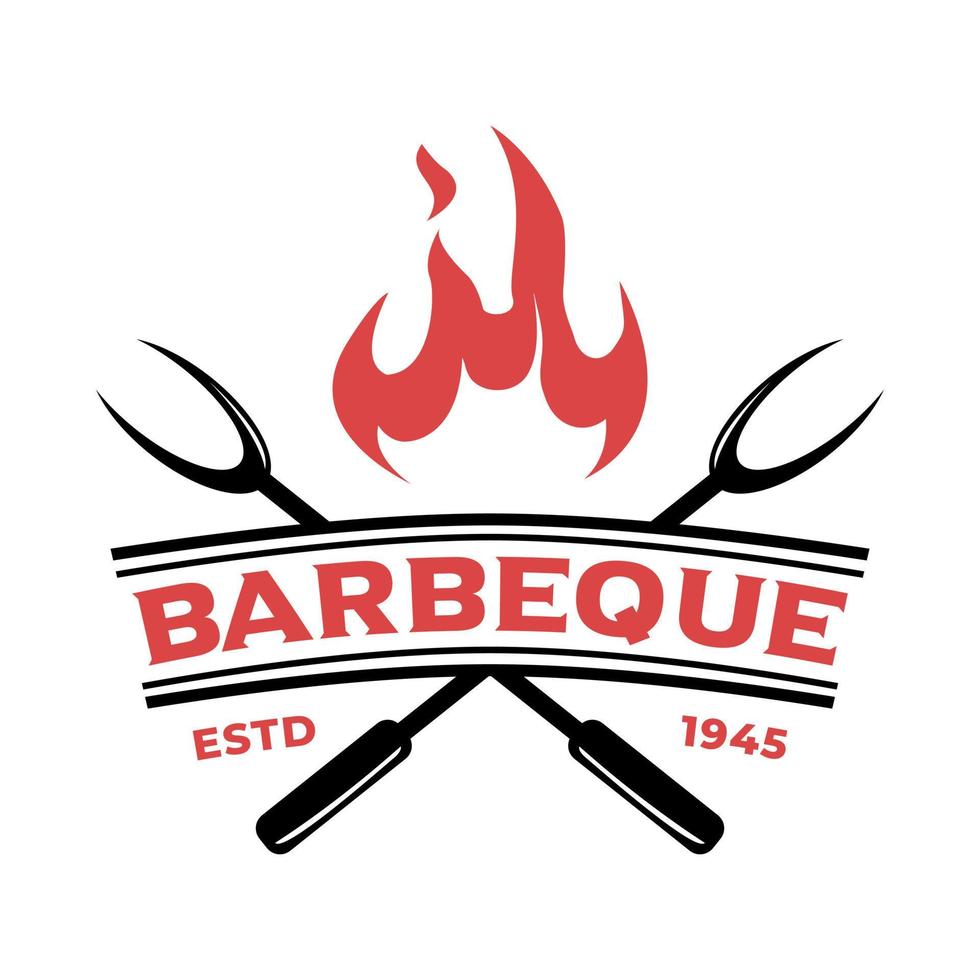 plantilla de logotipo de barbacoa en estilo simple sobre fondo aislado vector