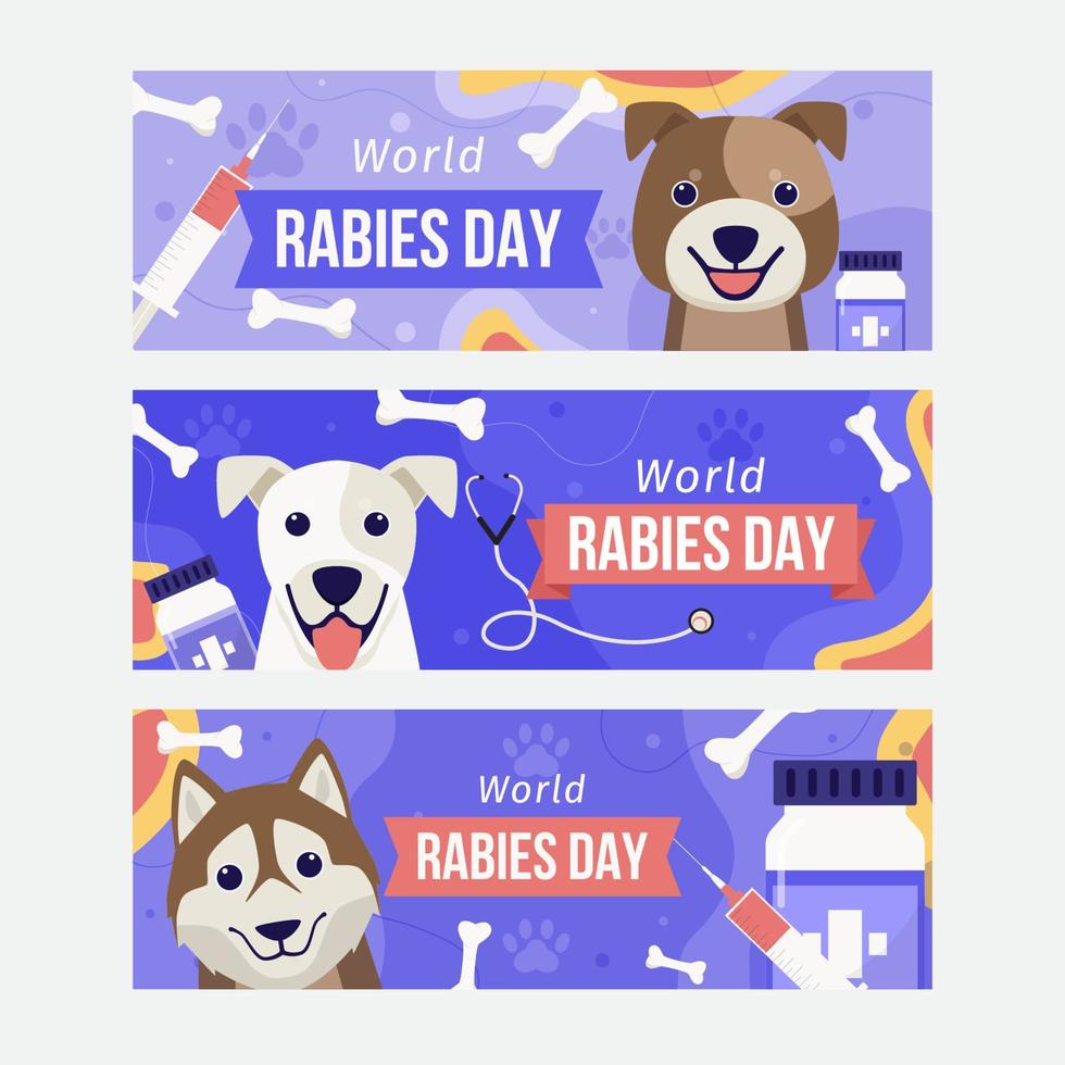 World Rabies Day Banners Set vector