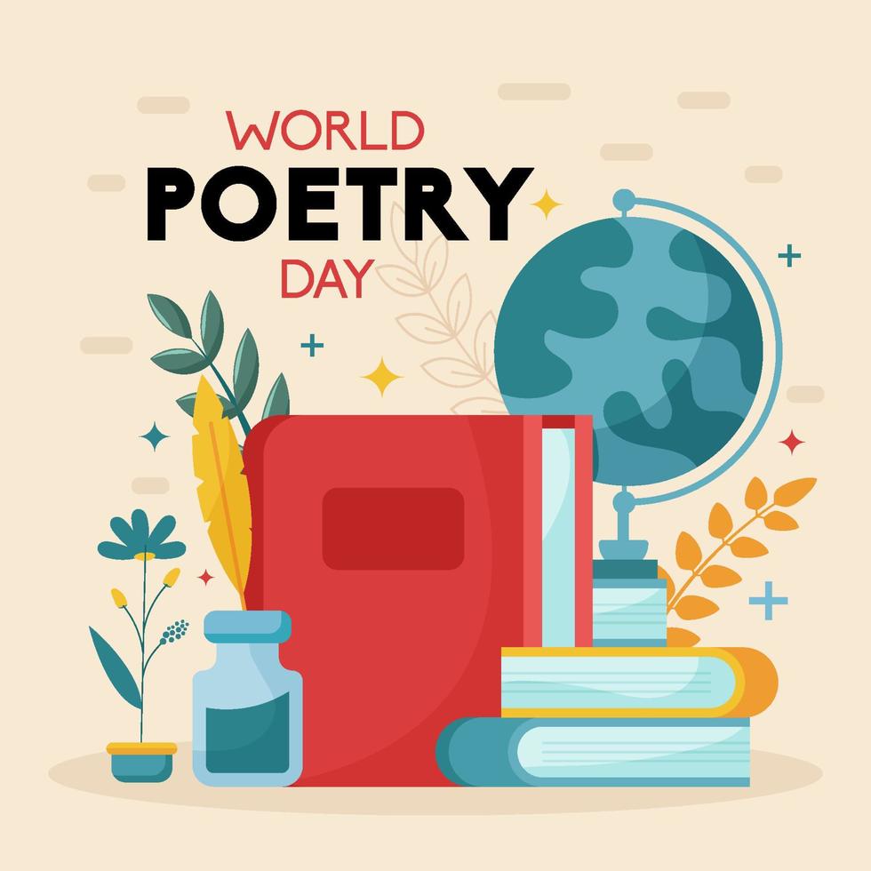 Flat World Poetry Day Background vector