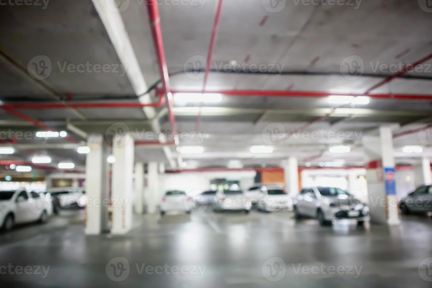 blur car parking in garage abstract background photo