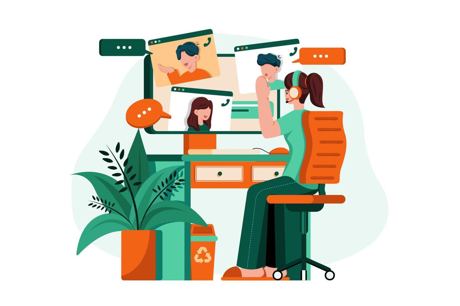 Video conference Illustration concept on white background vector