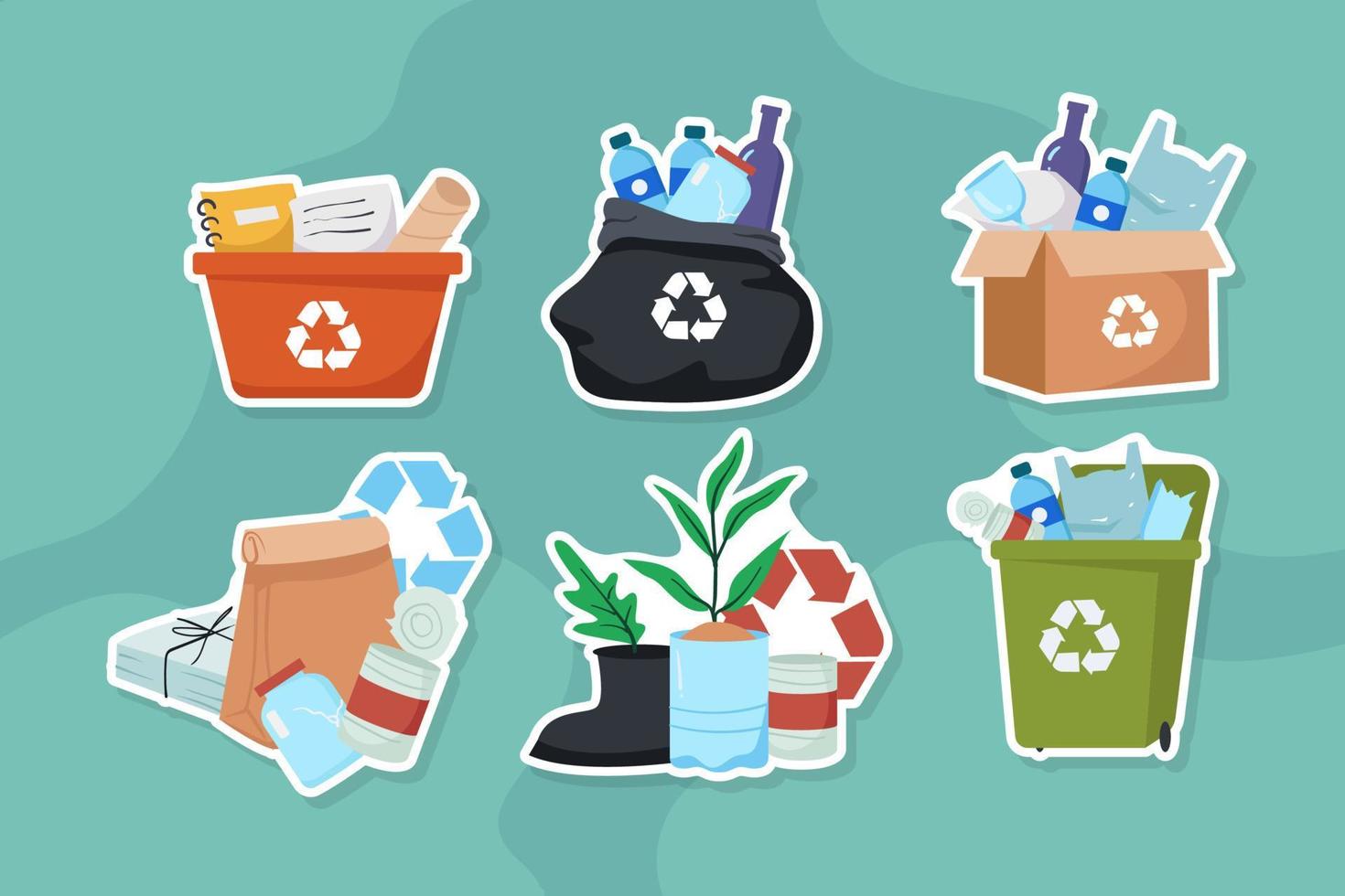 colección de pegatinas de reciclaje en casa vector