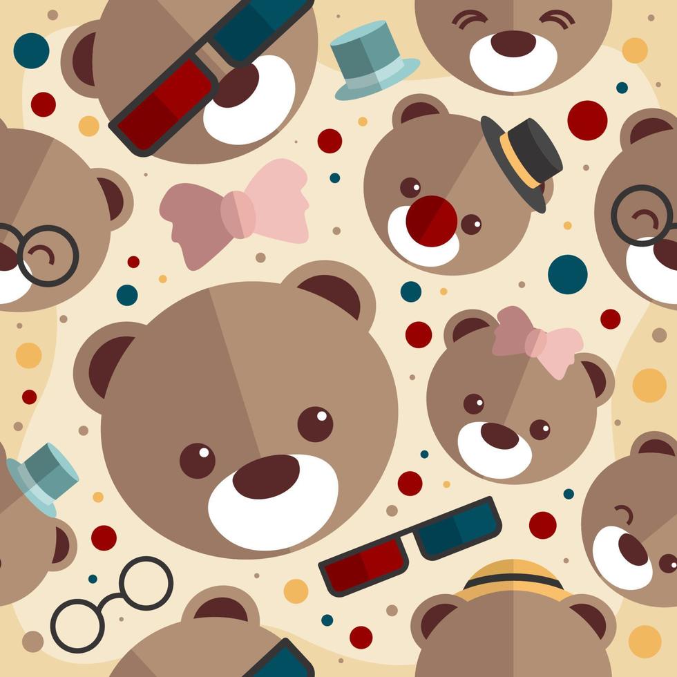 Cute Teddy Bear Seamless Pattern vector