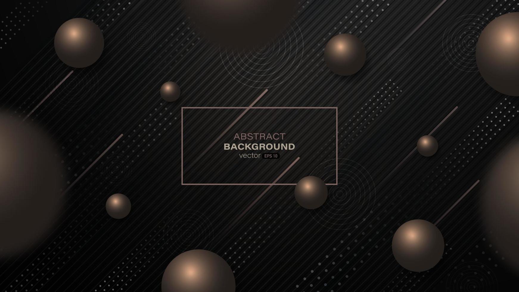 Dark background with abstract geometric shape realistic ball vector