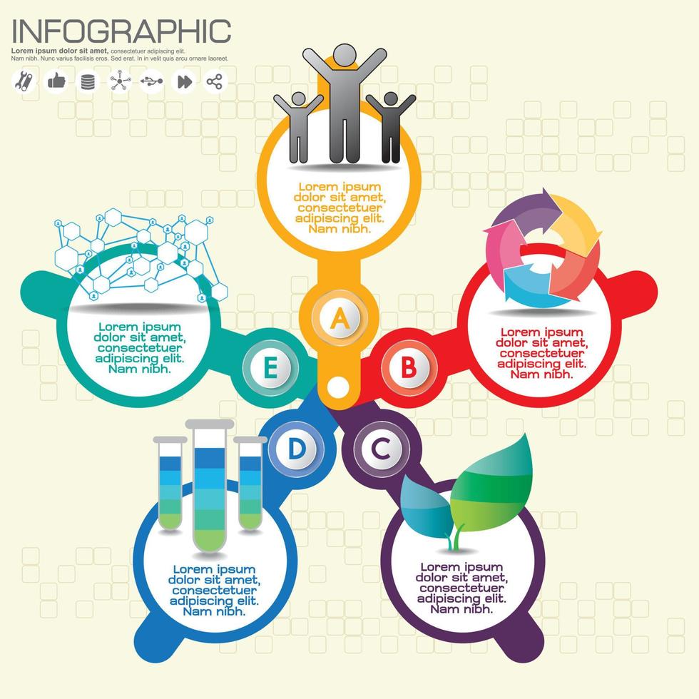 Business infographic timeline template colorful steps, processes, parts, options. Vector illustration.