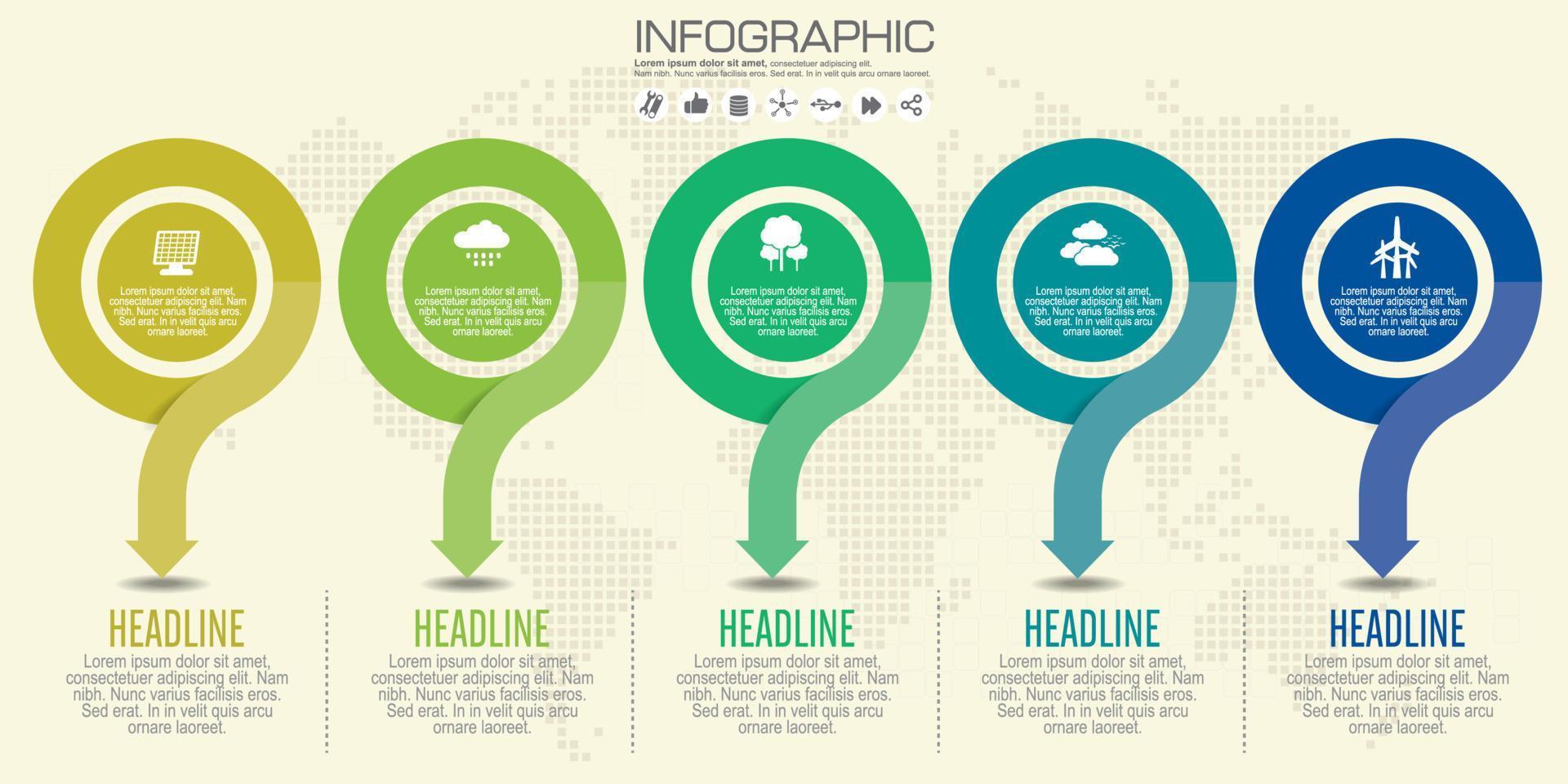 Infografía de negocios círculo ilustración de vector de estilo origami. se puede utilizar para diseño de flujo de trabajo, banner, diagrama, opciones numéricas, opciones de intensificación, diseño web.