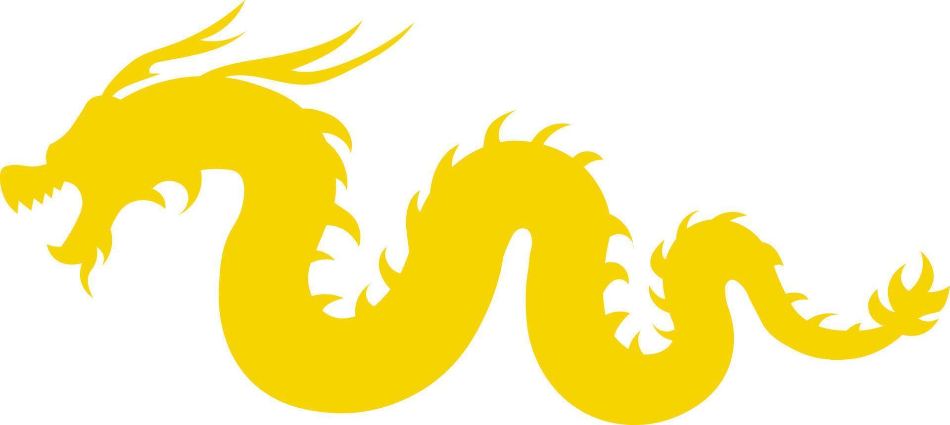 Yellow Chinese dragon semi flat color vector object. Eastern ornate