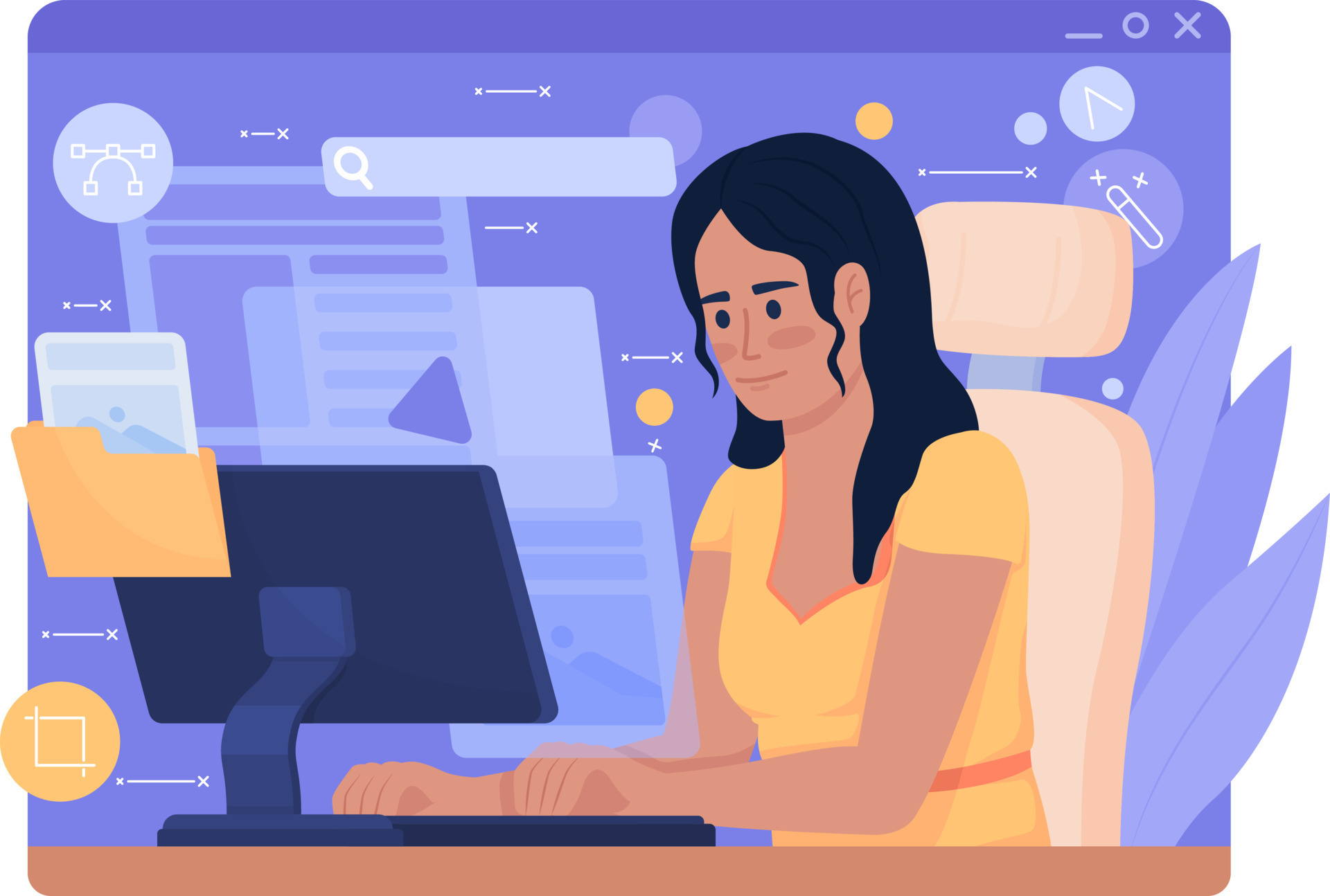 Web Artist Portfolio 2D Vector Isolated Illustration Remote Work 