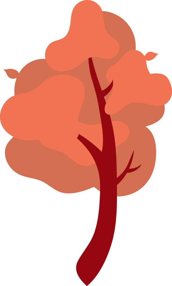 Autumn tree with red foliage semi flat color vector object. Nature at fall season. Full sized item on white. Plant simple cartoon style illustration for web graphic design and animation