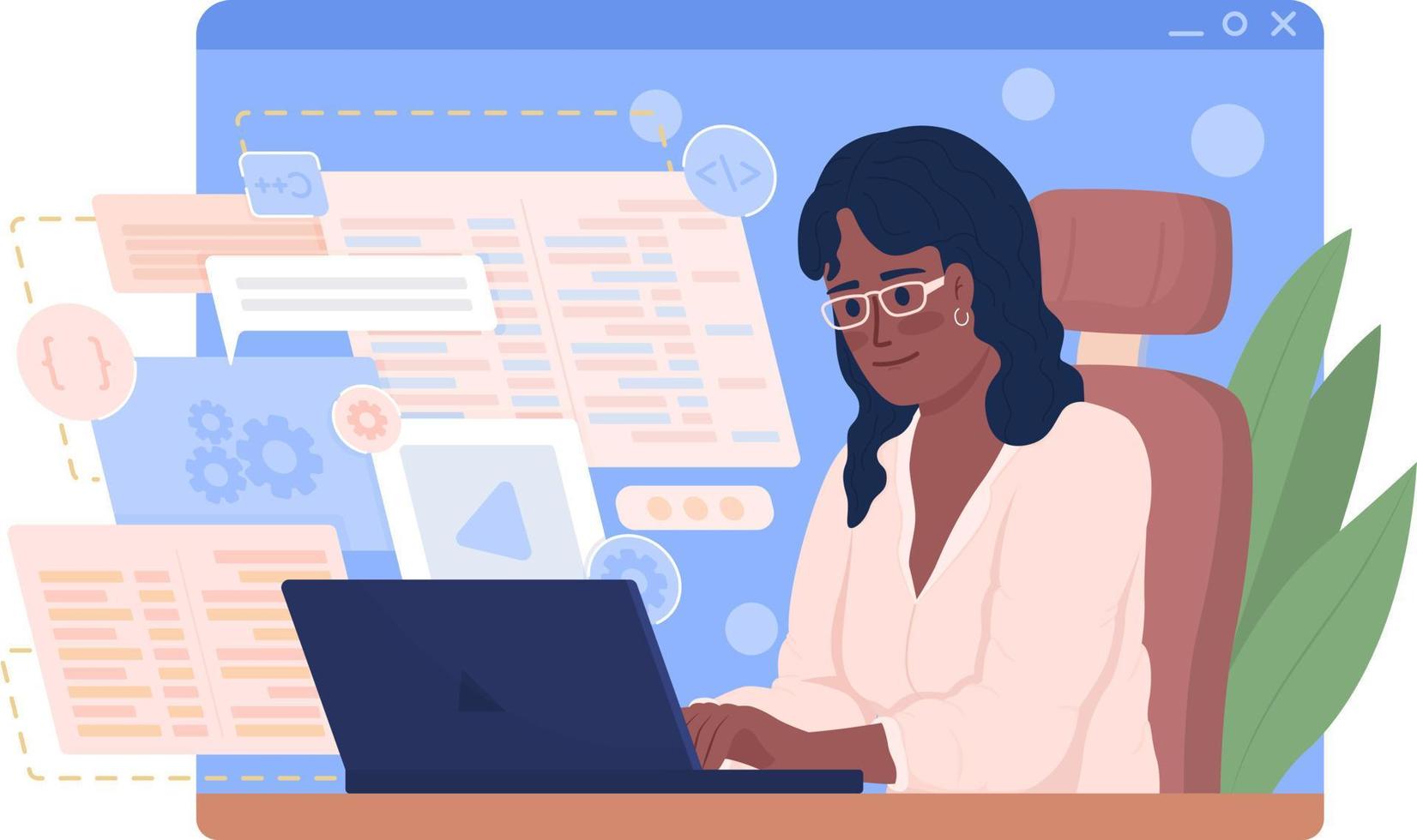 Software engineer at work 2D vector isolated illustration. Coding flat character on cartoon background. Remote work colourful editable scene for mobile, website, presentation 9508336 Vector Art at Vecteezy Software engineer at work 2D vector isolated illustration. Coding flat character on cartoon background. Remote work colourful editable scene for mobile, website, presentation 9508336 Vector Art at Vecteezy