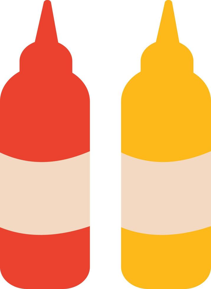 Ketchup and mustard bottles semi flat color vector object. Traditional sauces. Seasoning. Full sized item on white. Food simple cartoon style illustration for web graphic design and animation