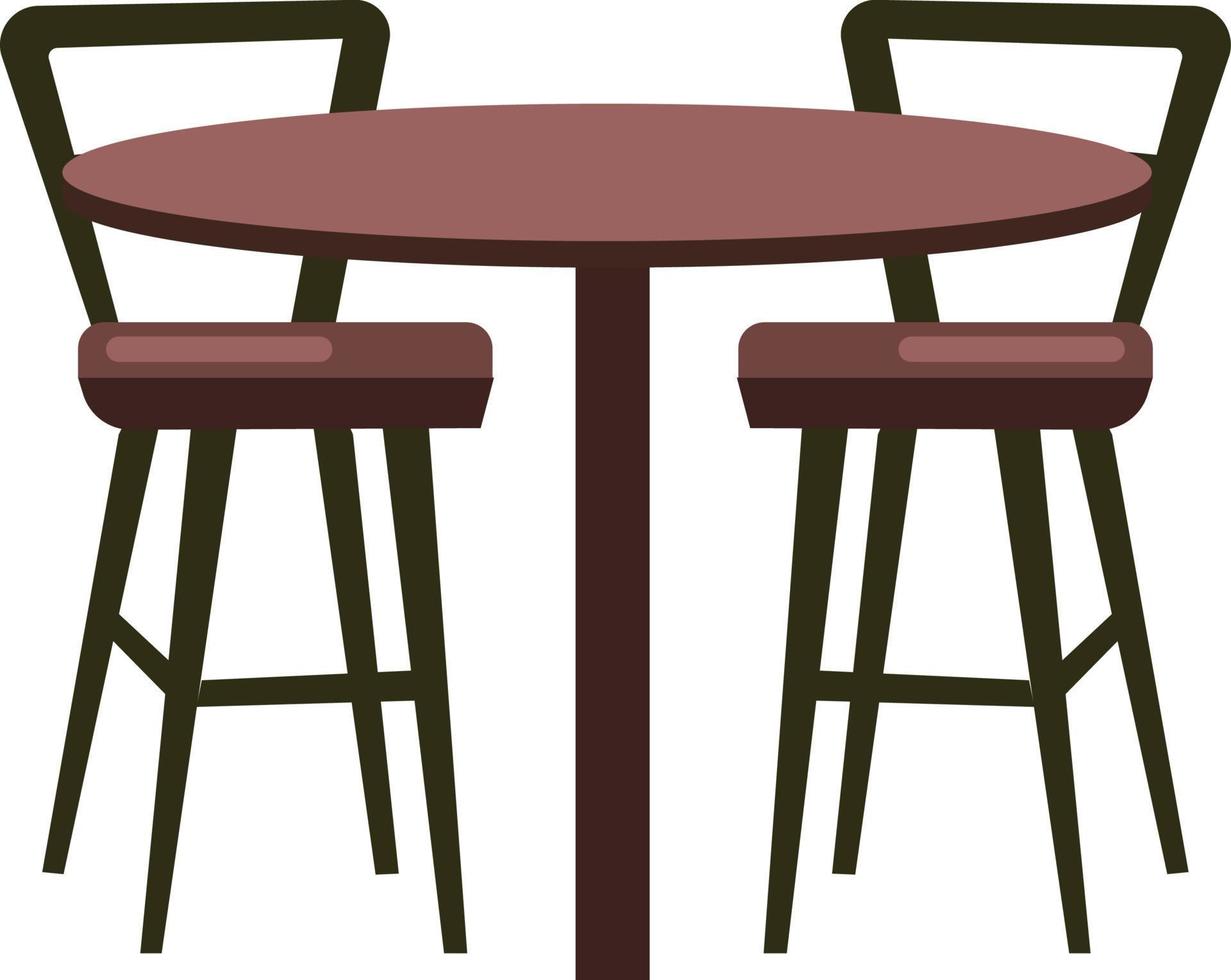 mesa de restaurante y sillas objeto vectorial de color semiplano. muebles de cafetería. Servicio al cliente. artículo de tamaño completo en blanco. cafetería ilustración de estilo de dibujos animados simple para diseño gráfico web y animación vector