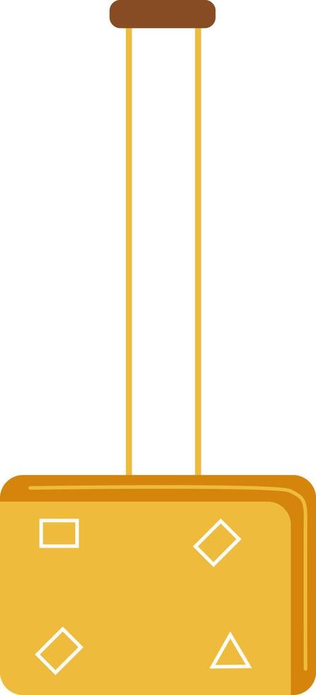 maleta con objeto vectorial de color semiplano de mango largo. transporte de equipaje. artículo de tamaño completo en blanco. ilustración de estilo de dibujos animados simple de viajes y turismo para diseño gráfico web y animación vector