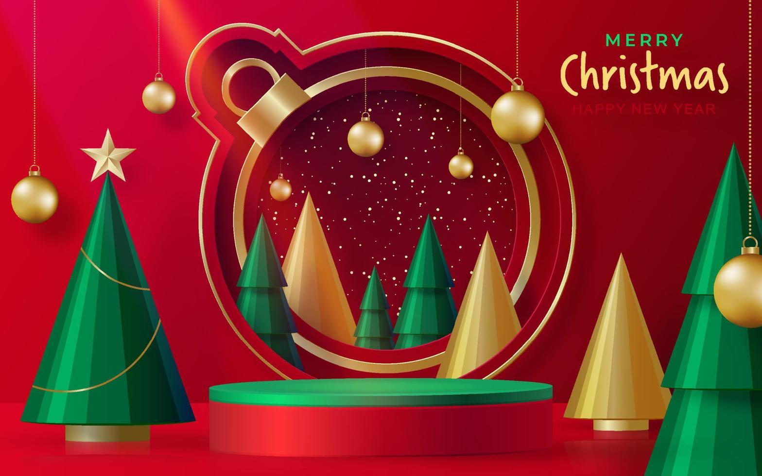 3d Podium round stage style, for Merry Christmas and happy new year vector