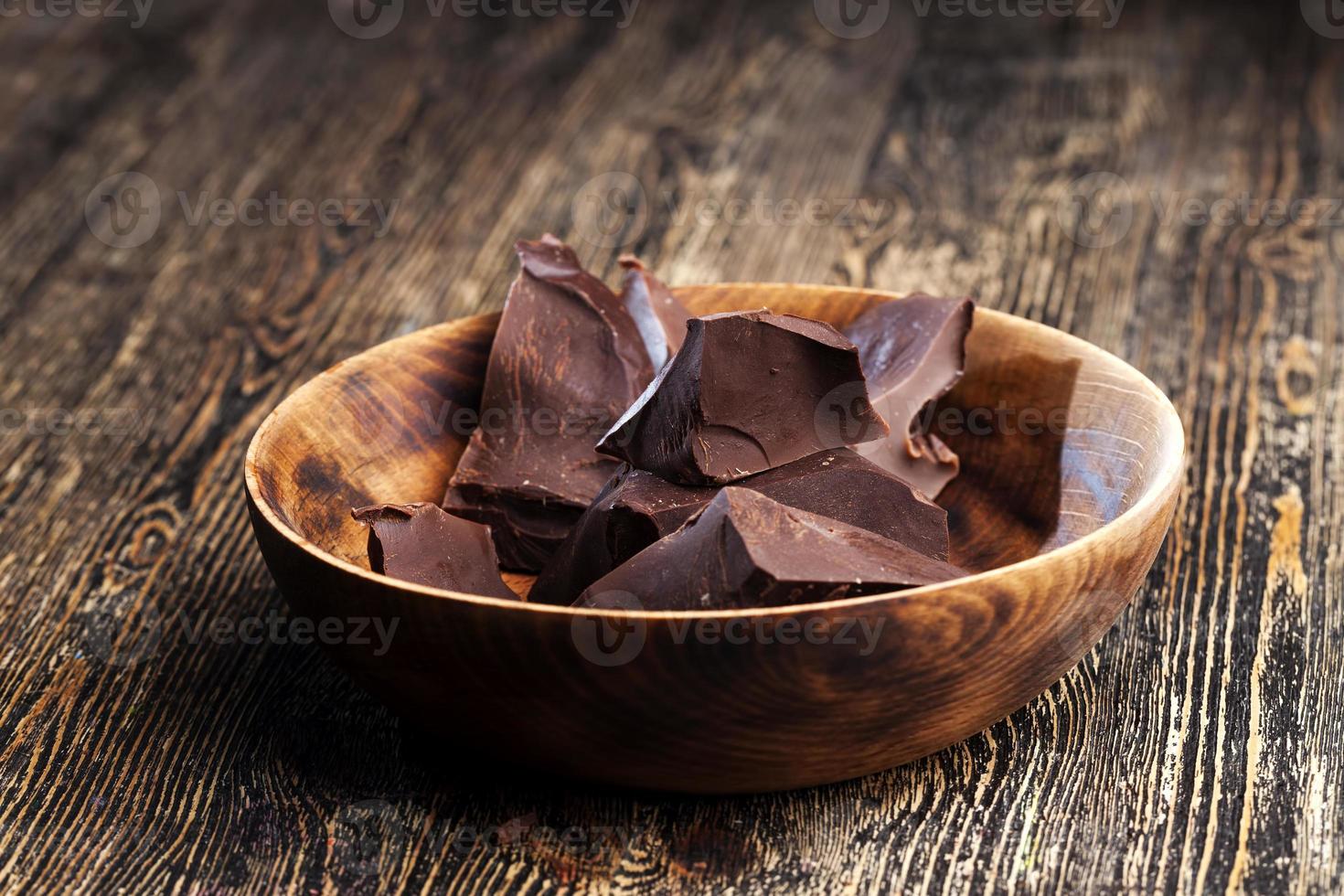 large chunks of chocolate with cocoa photo