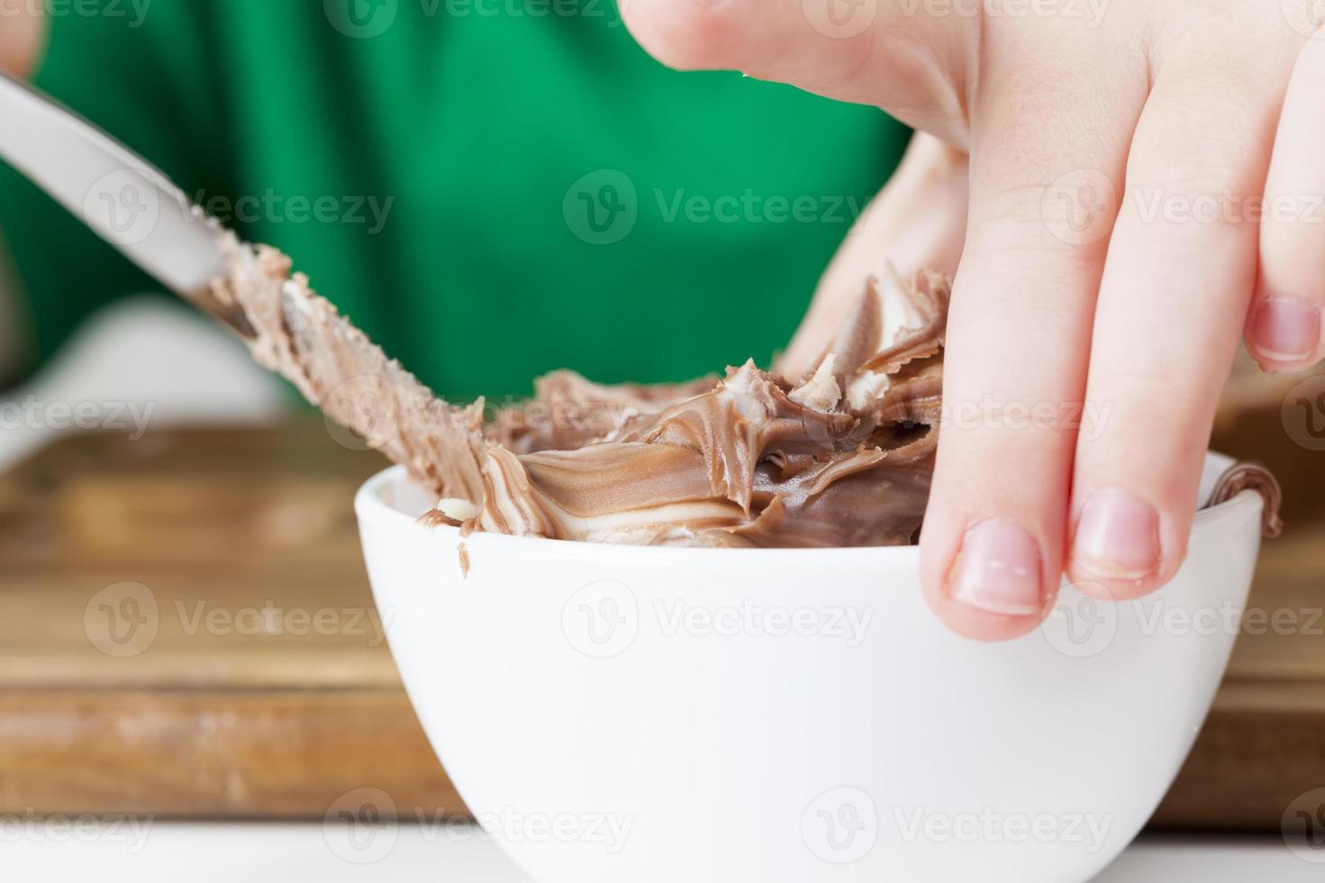 natural chocolate paste with cocoa during breakfast photo