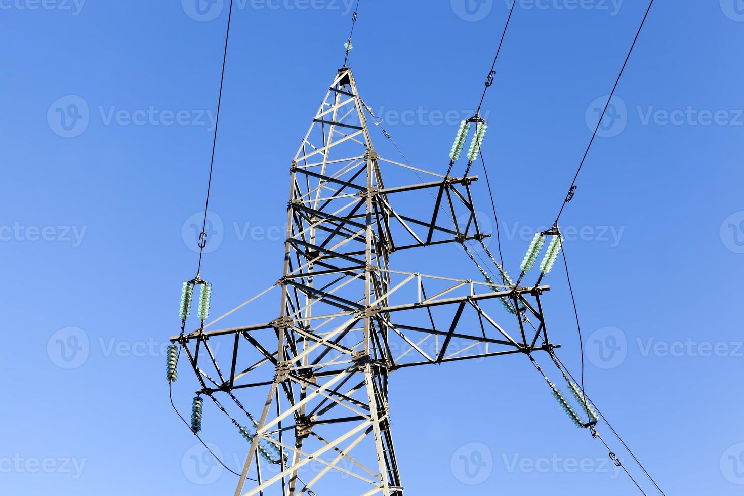designed poles and metal wires photo