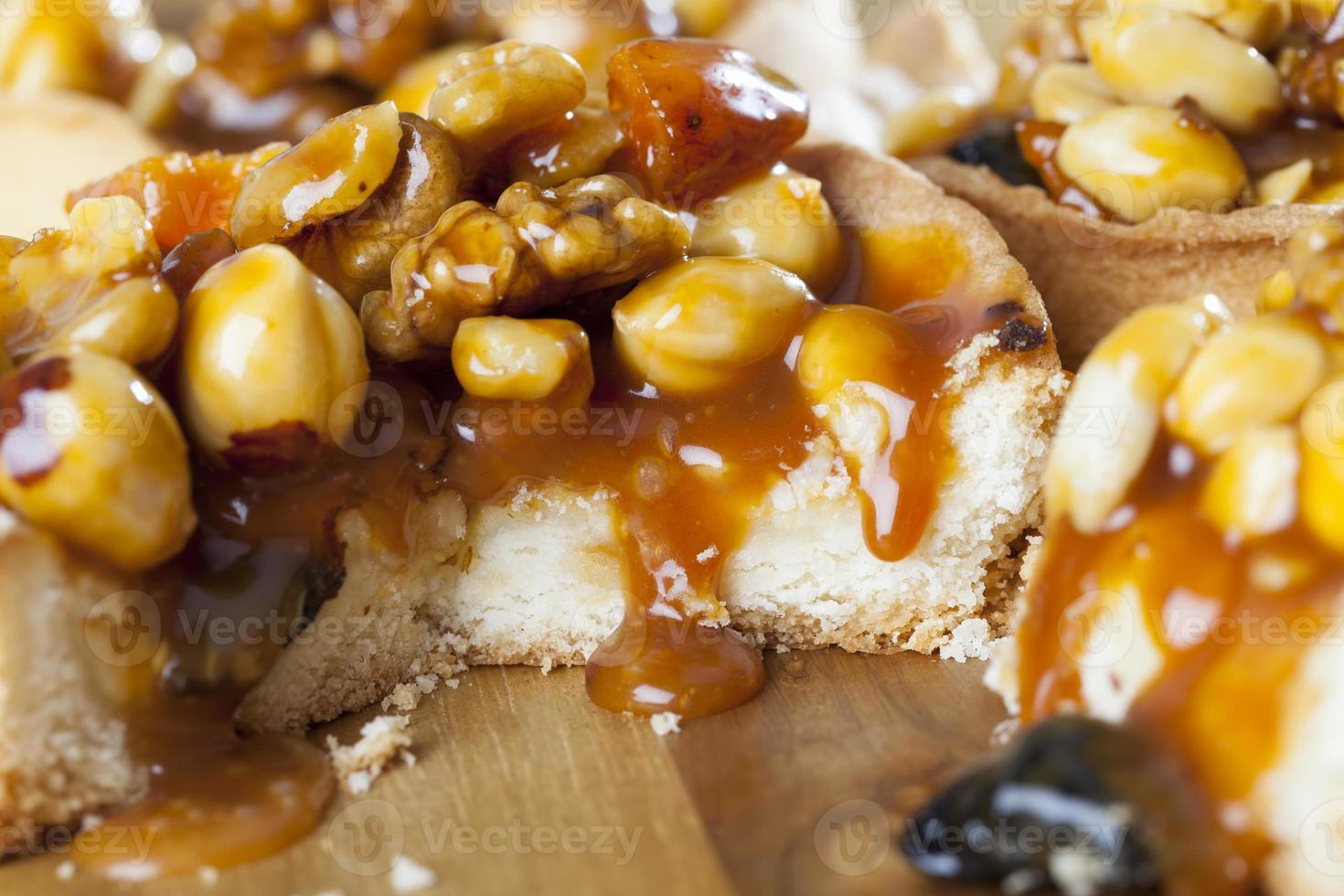 tartlet dough flows sweet caramel photo