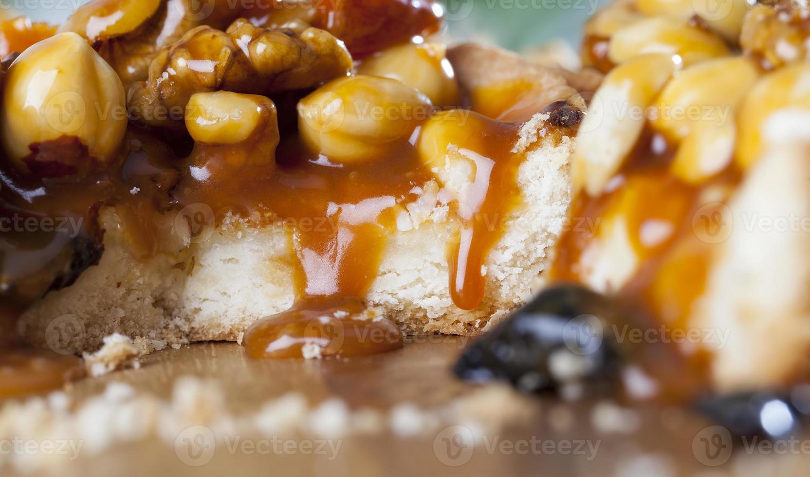 tartlet dough flows sweet caramel photo